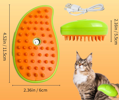 Cepillo Vaporizador Para Perros y Gatos (Recargable ⚡) 3 en 1