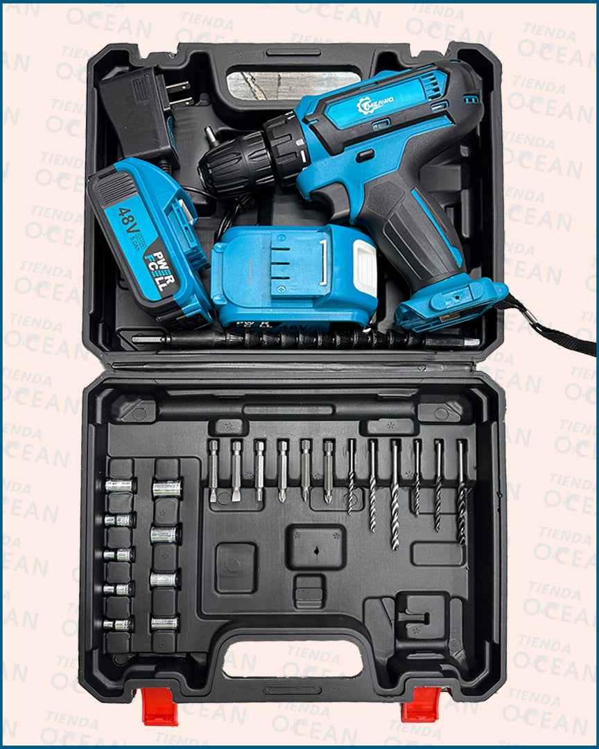 🛠️ Kit Taladro PowerDrill 48v + 🔋🔋 2 Bat. 48v