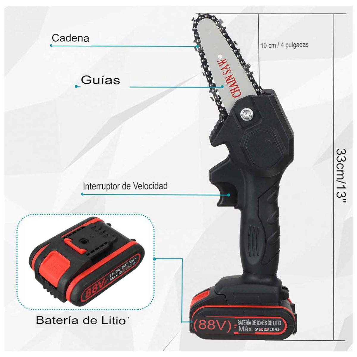 Mini Motosierra Portátil 🪓 + BATERIA DE REGALO + EBOOK DE REGALO 📚📚📚 ENVIO GRATIS!